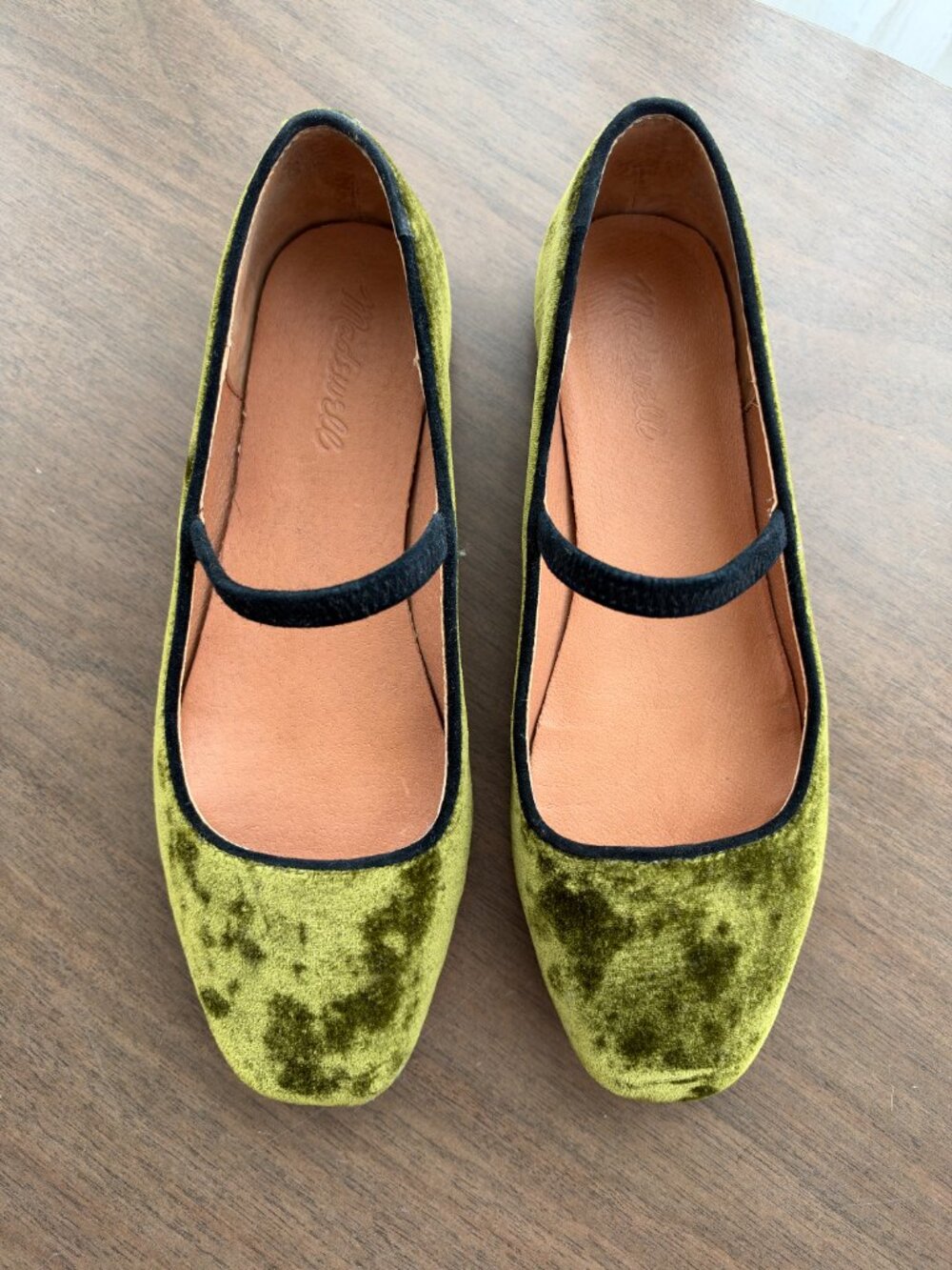 Madewell Greta Mary Jane Ballet Flat in Desert Olive Velvet - Size 7.5 Womens